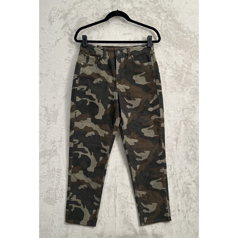 American Eagle Camouflage Stretch Corduroy Mom Ankle Pants Army Military Camo